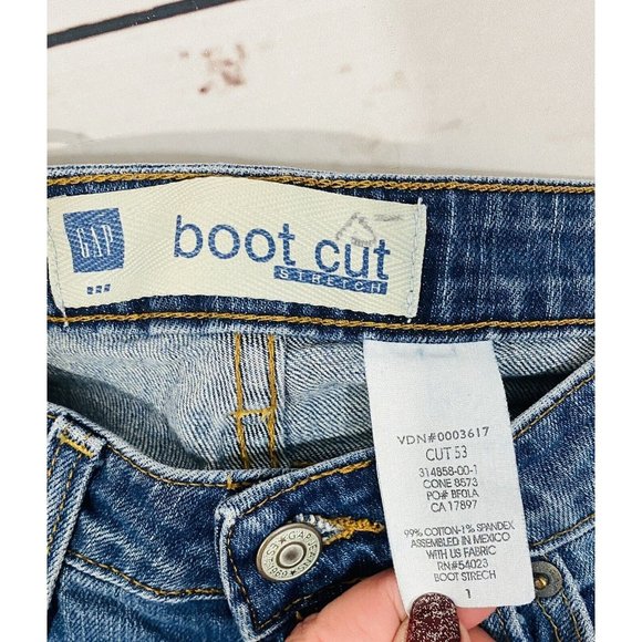 Gap Bootcut Womens Blue Jean Shorts Sz 1 Long Denim Ladies Capris 14” Inseam - Picture 6 of 6